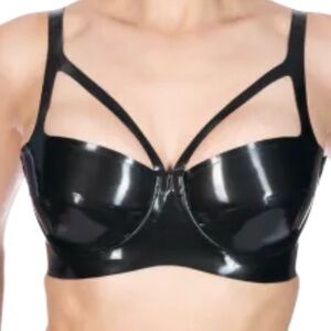 Black Latex Women's Bra